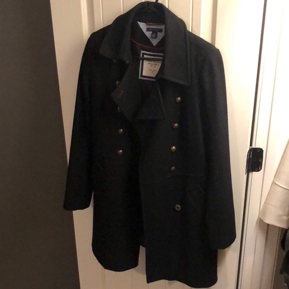 Gorgeous unworn Tommy Hilfiger black long pea coat